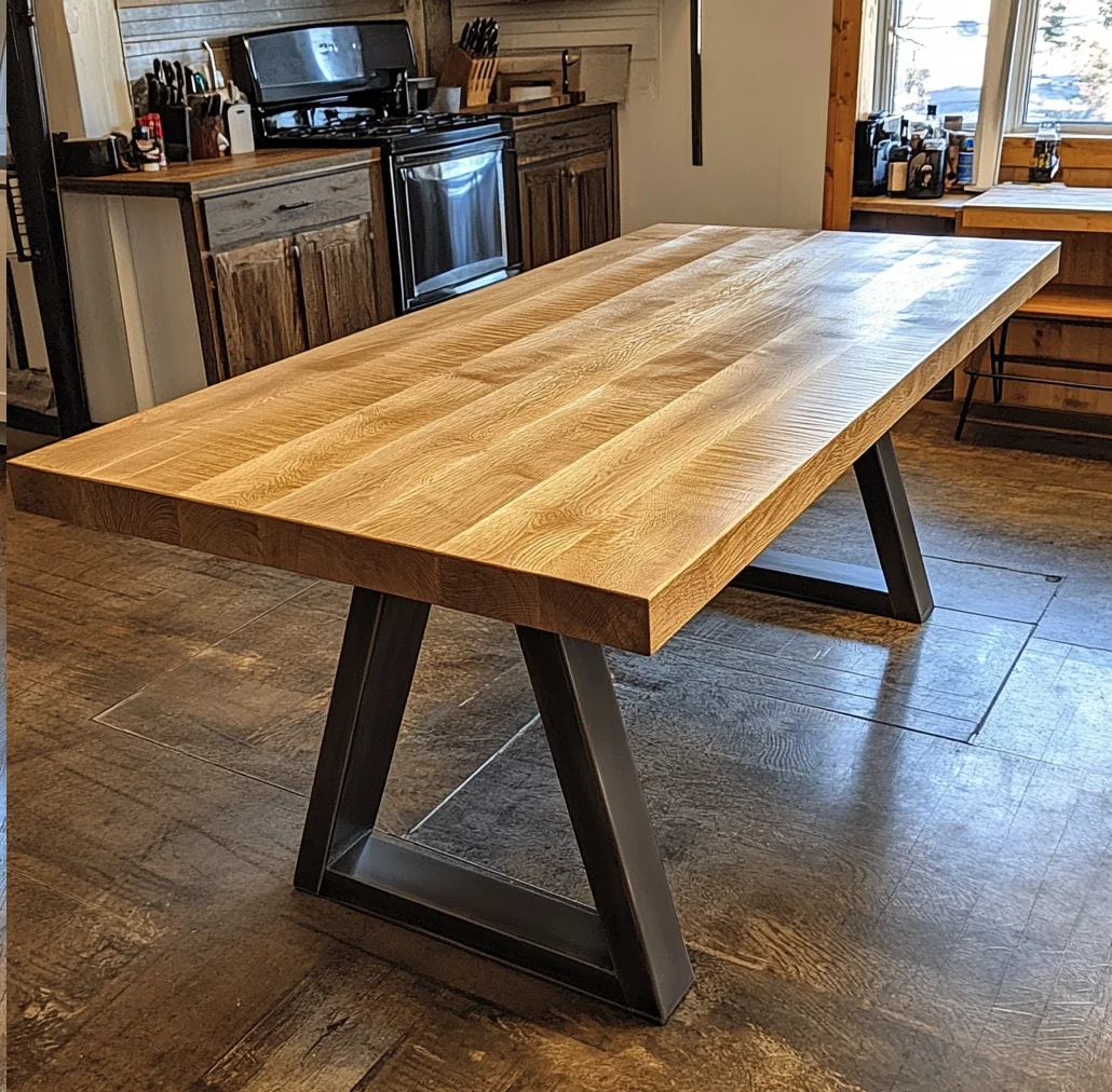 Stół Dębowy - Stylowy Dąb - 240x90x78 cm - Grubość Blatu 4 cm