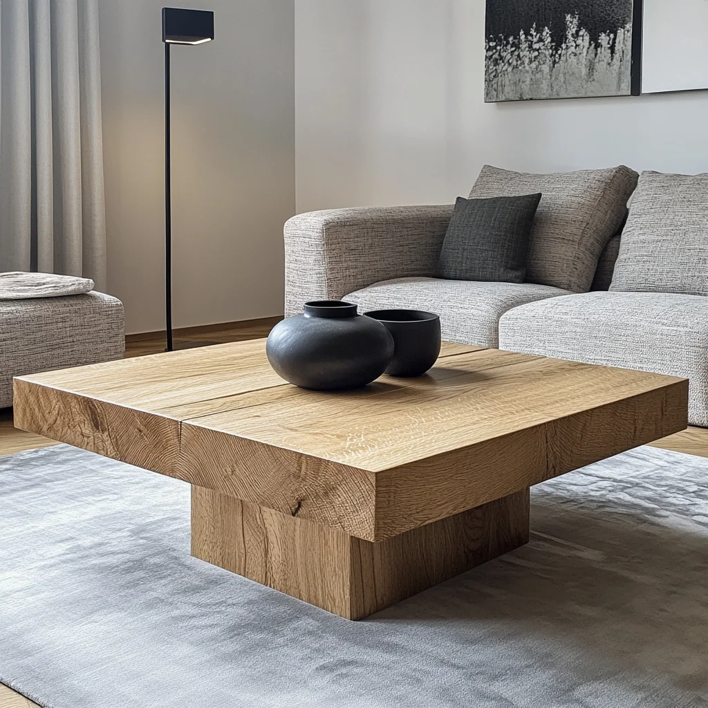 Stolik Kawowy Modern Tree – 80x80x50 cm – Grubość Blatu 8 cm detal