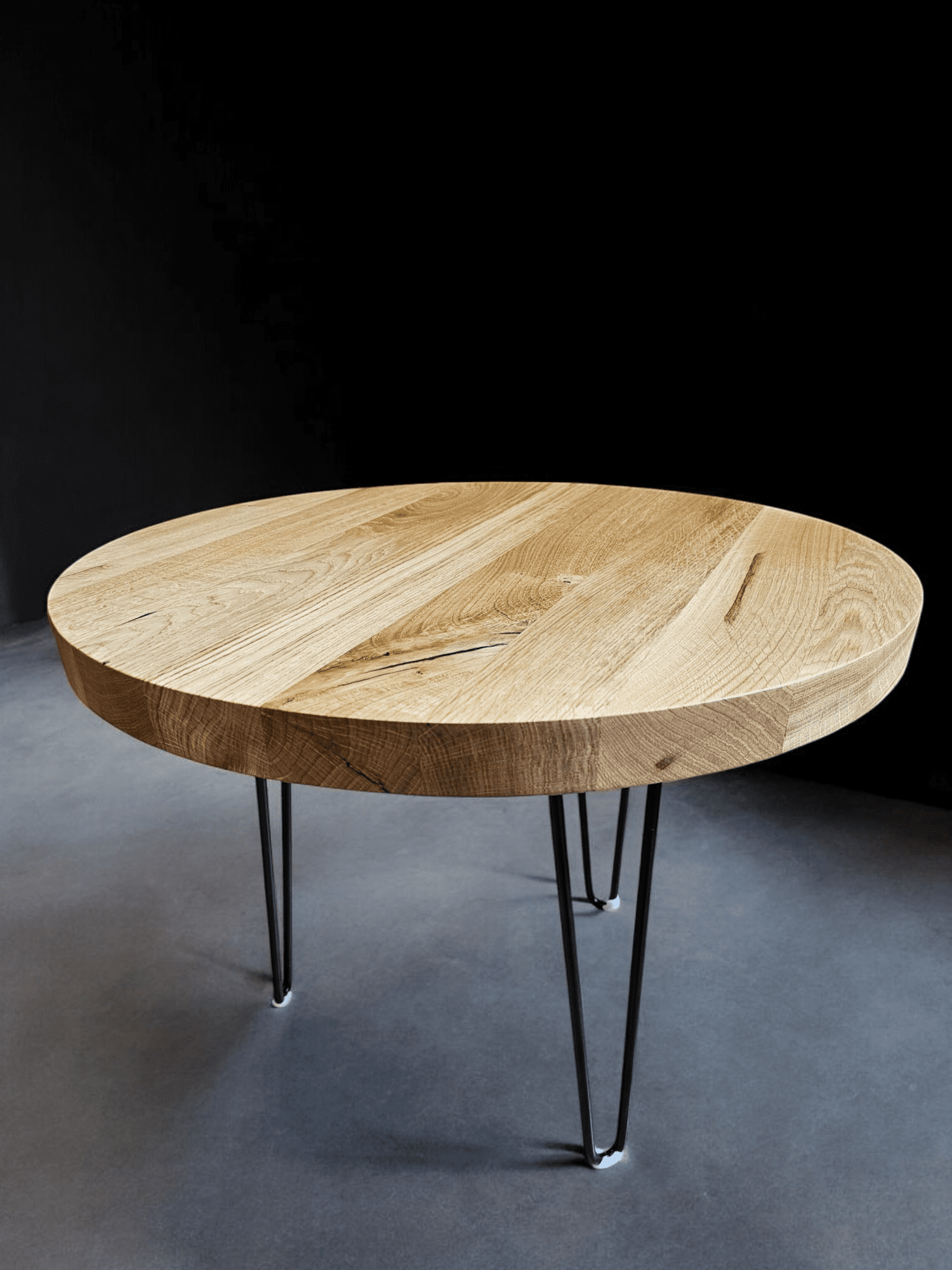 Stolik kawowy dębowy – okrągły – Ø60 cm – wysokość 40 cm - loft